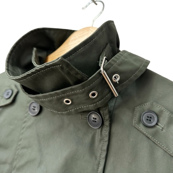 Zara Cropped Double-Breasted Utility Pea Coat Jacket, Dark Khaki, Small - Picture 3 of 13
